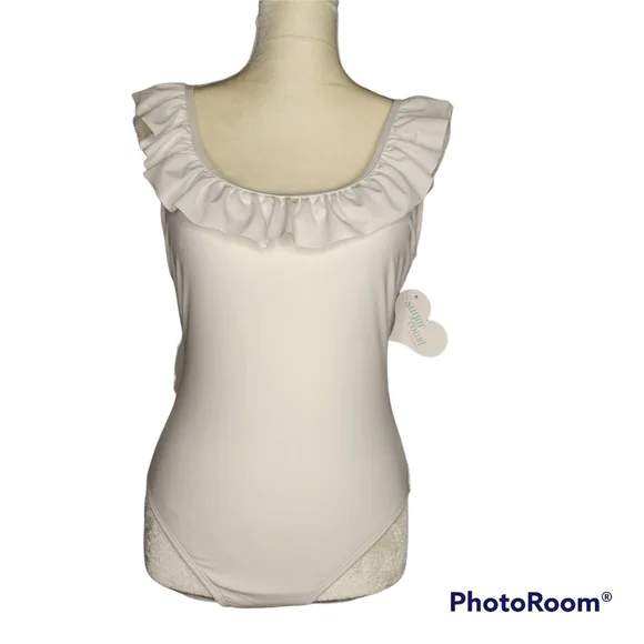 SUGAR Coast White Ruffled Swimsuit - Picture 3 of 12
